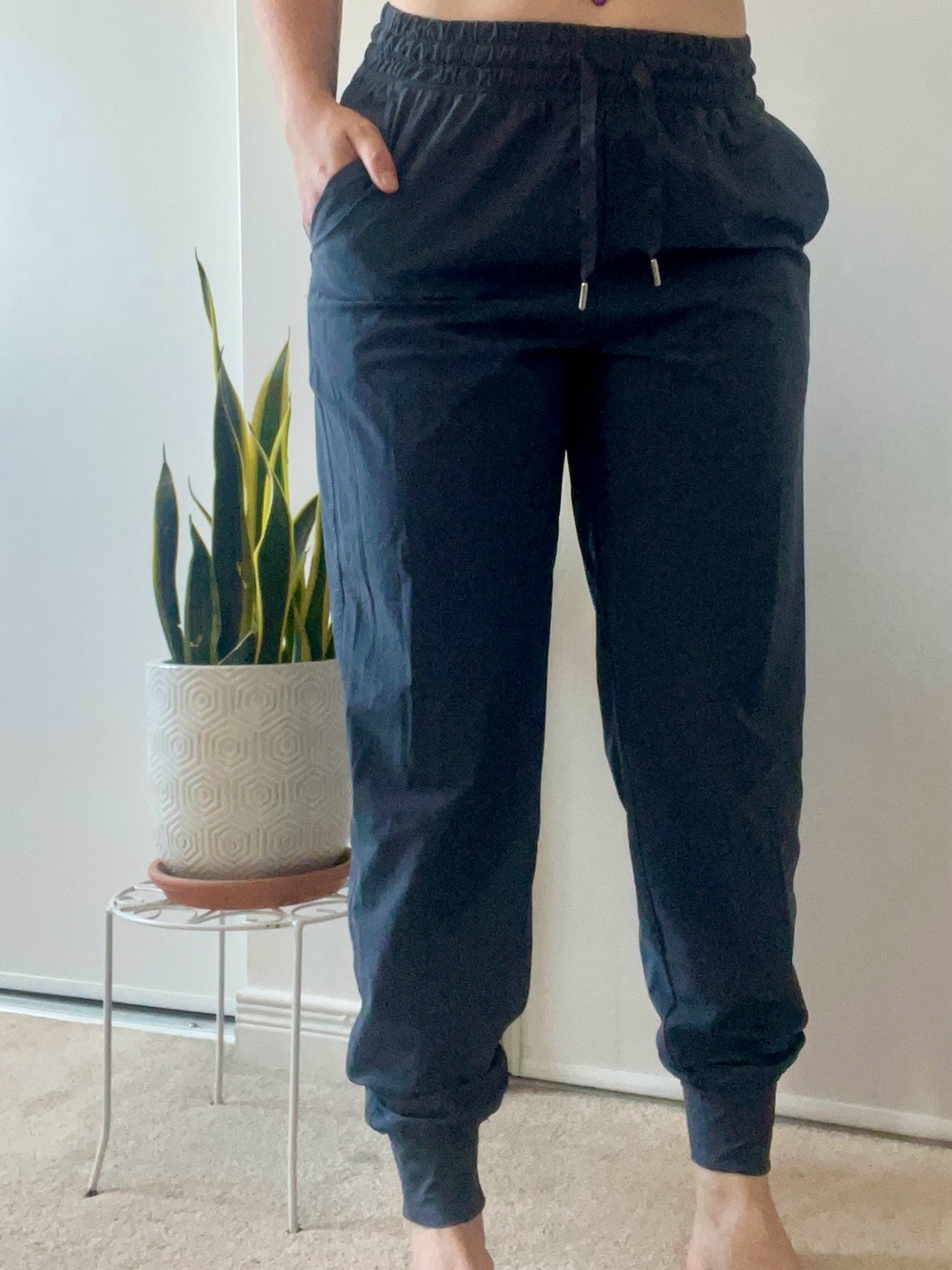 Women’s Navy Blue Elastic Waist Jogger Pants